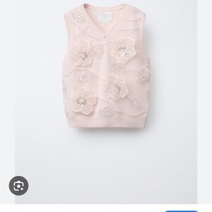 Zara Floral Glitter Knit Vest